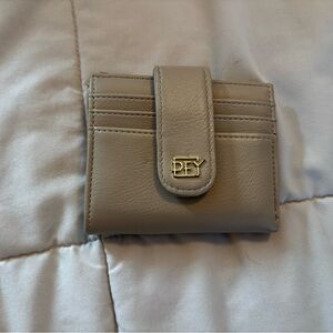 PEY Taupe Leather Card Wallet with Gold Logo